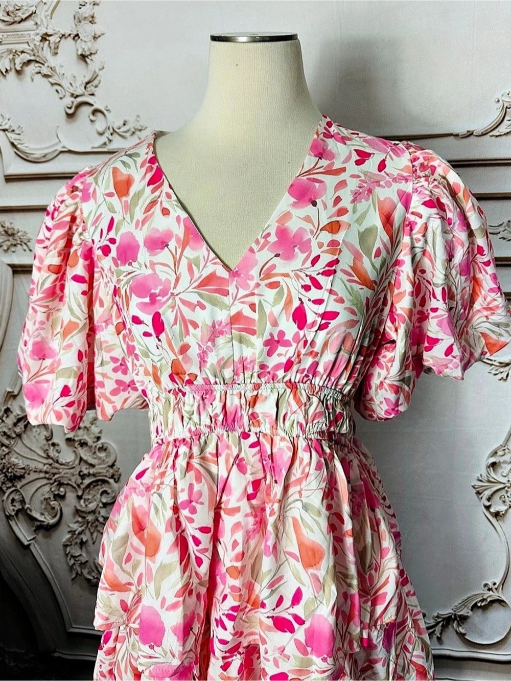 Floral Maxi Dress in Pink & White Size XL - Picture 7 of 15